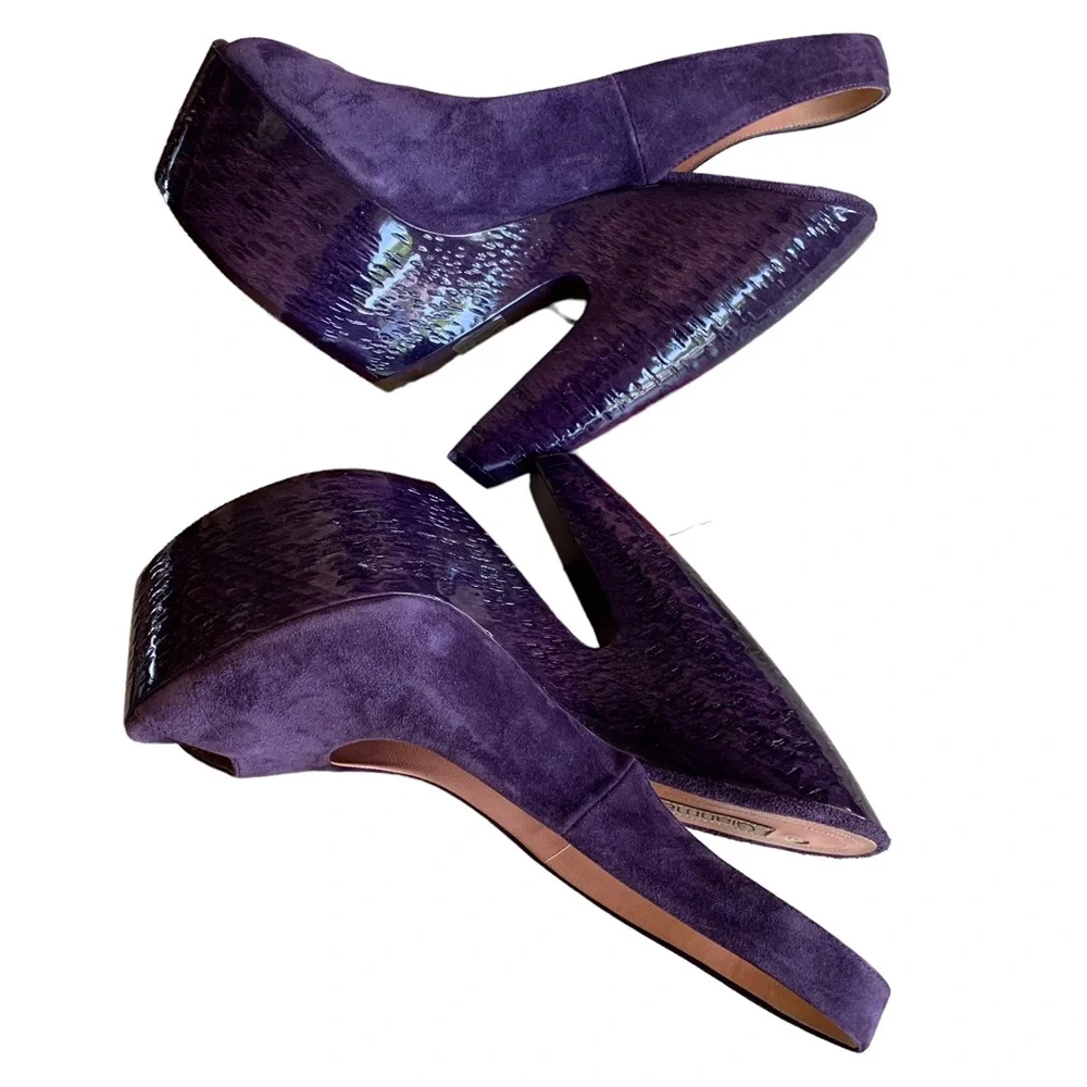GIANMARCO LORENZI PURPLE SUEDE PLATFORM WEDGE